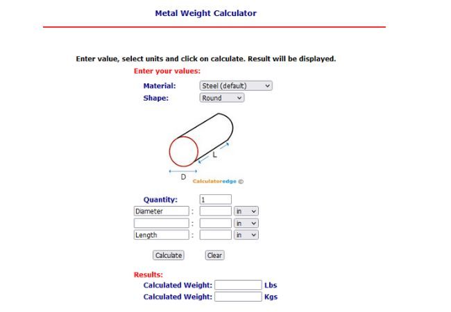 weight calculator of metal